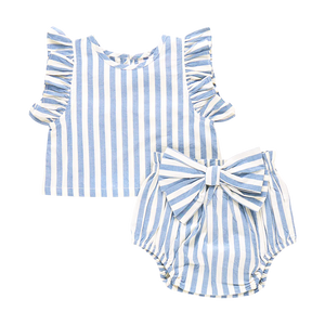 Pink Chicken - Baby Girls Abigail 2 - Piece Set - Blue Stripe