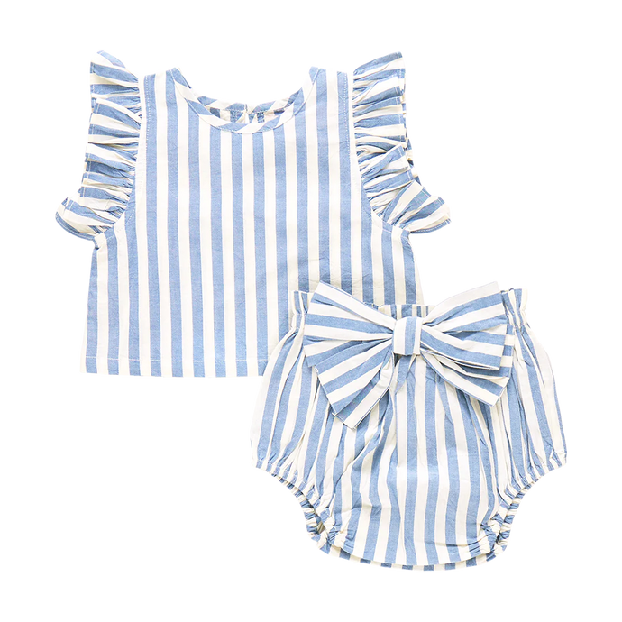 Pink Chicken - Baby Girls Abigail 2 - Piece Set - Blue Stripe