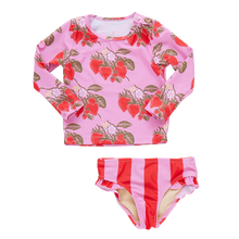 Load image into Gallery viewer, Pink Chicken - Baby Girls Rash Guard Set - Pink Wild Strawberries