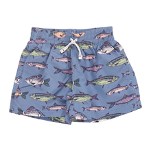 Load image into Gallery viewer, Pink Chicken - Baby Boys Swim Trunk - Bluestone Multi Fishies