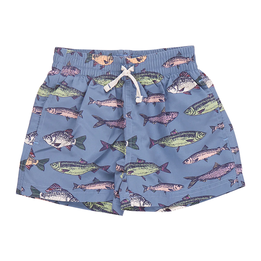 Pink Chicken - Baby Boys Swim Trunk - Bluestone Multi Fishies