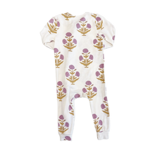 Load image into Gallery viewer, Pink Chicken - Baby Ruffle Bamboo Romper - Lavender Dandelion