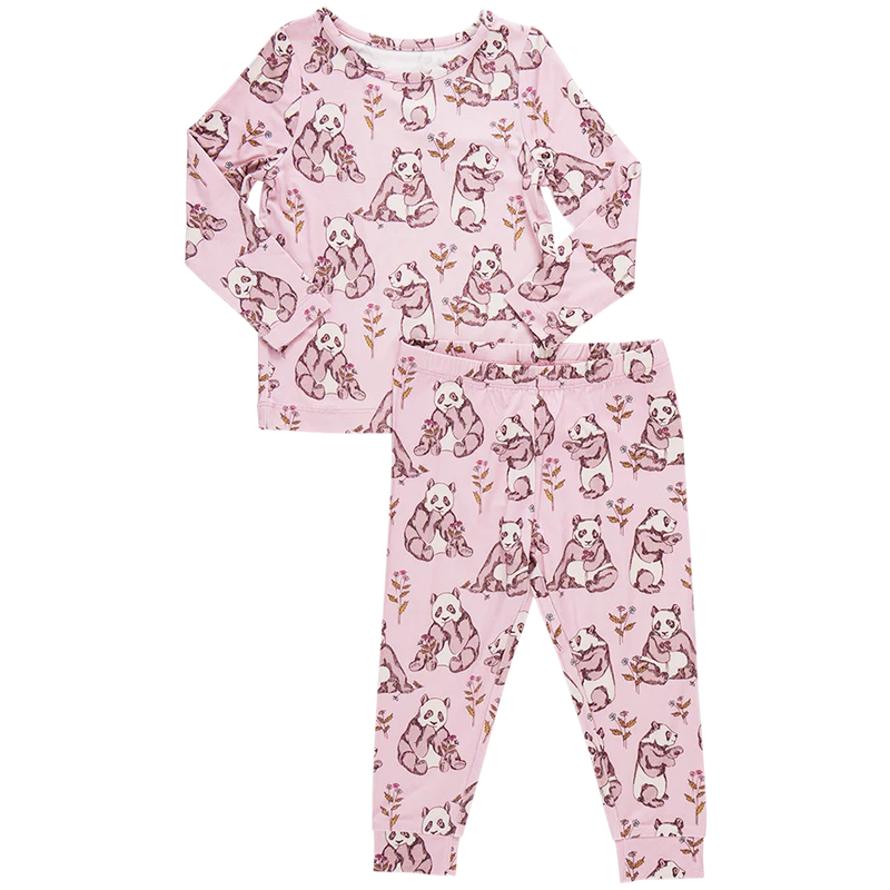 Pink Chicken - Kids Bamboo Pj Set - Pandas