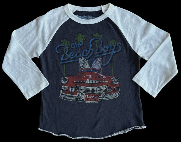 Rowdy Sprout - Beach Boys 1983 LS Raglan Tee - Vintage Black/ White