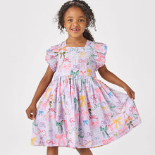 Load image into Gallery viewer, Pink Chicken - Girls Elsie Dress - Lavender Watercolor Bows