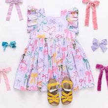 Load image into Gallery viewer, Pink Chicken - Girls Elsie Dress - Lavender Watercolor Bows