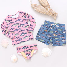 Load image into Gallery viewer, Pink Chicken - Baby Boys Swim Trunk - Bluestone Multi Fishies