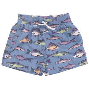 Pink Chicken - Boys Swim Trunk - Bluestone Multi Fishies