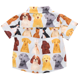 Pink Chicken - Boys Jack Shirt - Light Blue Watercolor Dogs