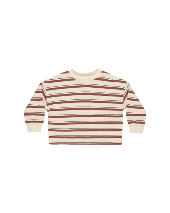 Rylee + Cru - Relaxed Long Sleeve Tee - Brick Stripe