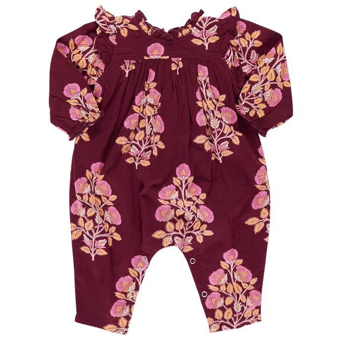 Pink Chicken - Baby Girls Kalani Jumper - Burgundy Bouquet Floral