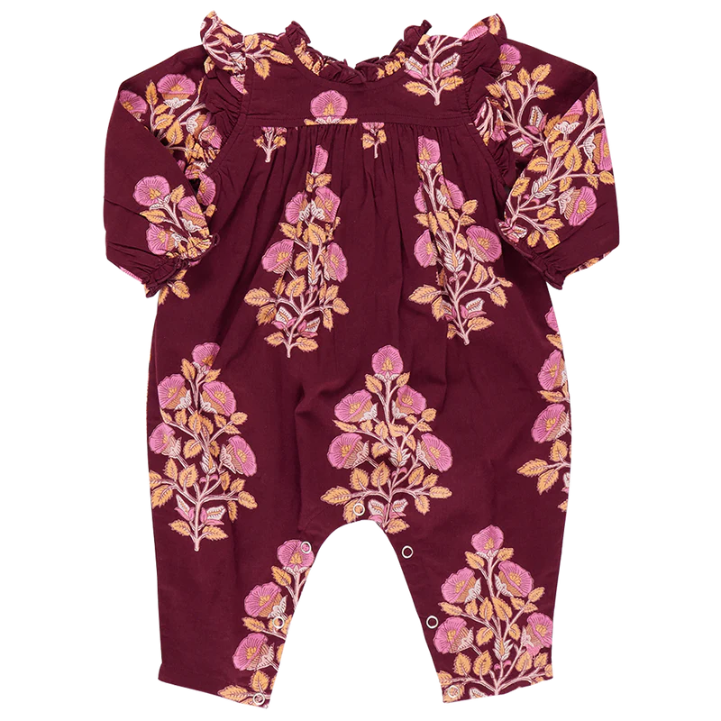 Pink Chicken - Baby Girls Kalani Jumper - Burgundy Bouquet Floral