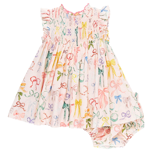 Pink Chicken - Baby Girls Stevie Dress Set - Watercolor Bows