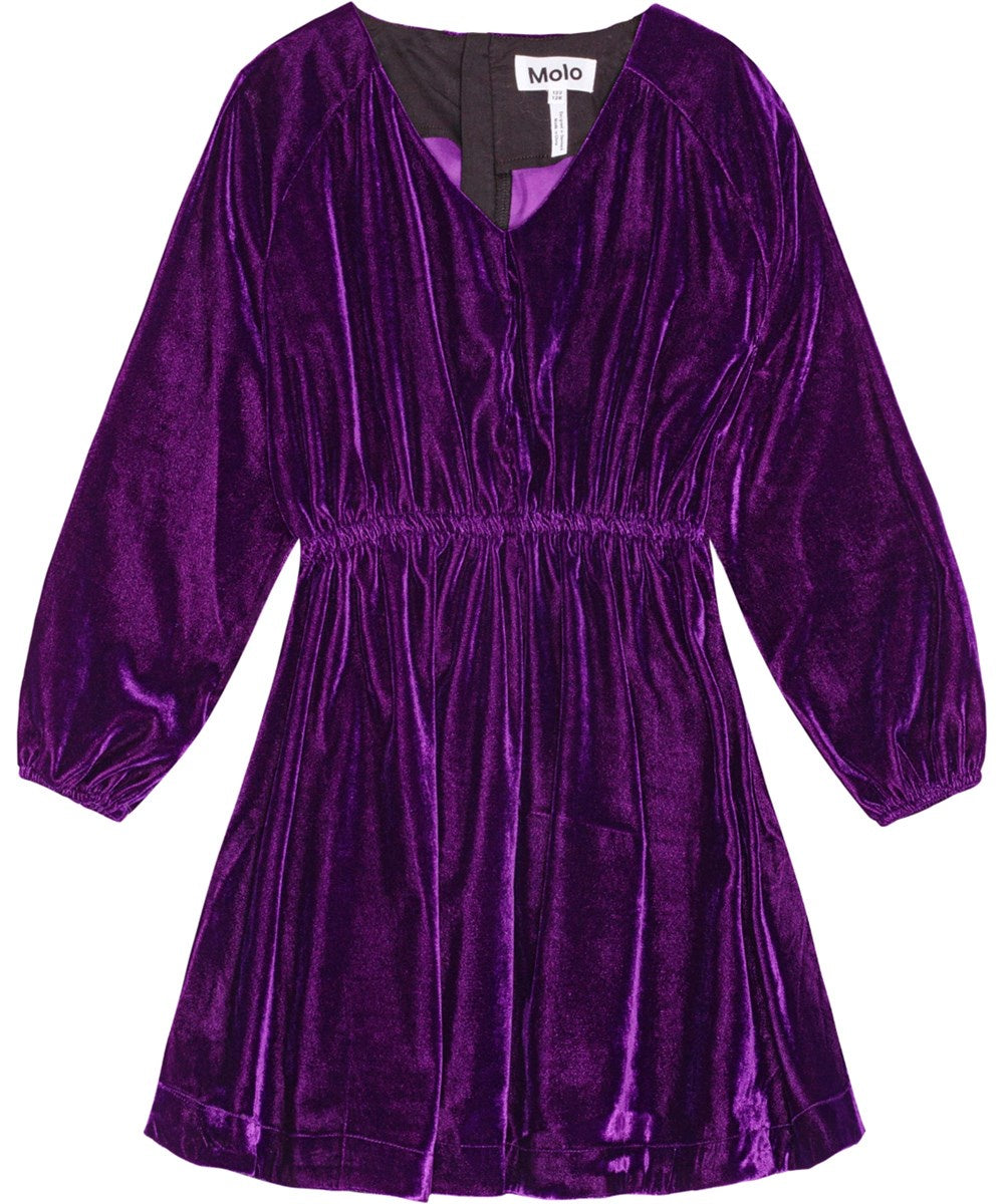 Molo - Cali LS Velvet Dress - Warm Purple