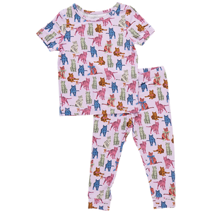 Pink Chicken - Kids Bamboo PJ Set - Tabby Cats