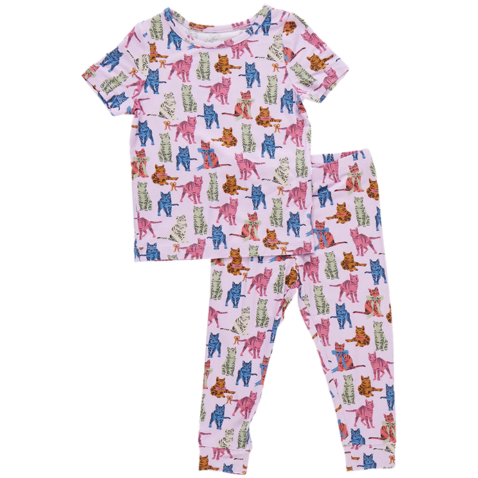 Pink Chicken - Kids Bamboo PJ Set - Tabby Cats