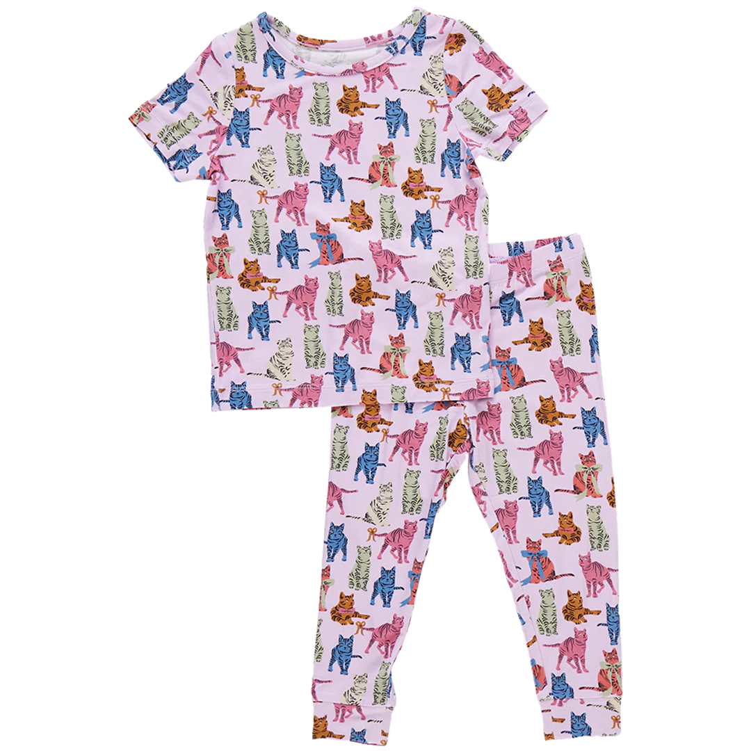 Pink Chicken - Kids Bamboo PJ Set - Tabby Cats