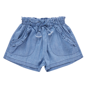 Pink Chicken - Girls Theodore Short - Medium Wash Chambray