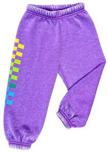 Rowdy Sprout - Rainbow Check Plum Sweatpant