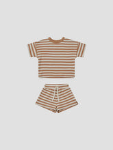 Load image into Gallery viewer, Waffle Tee + Short Set - Clay Stripe