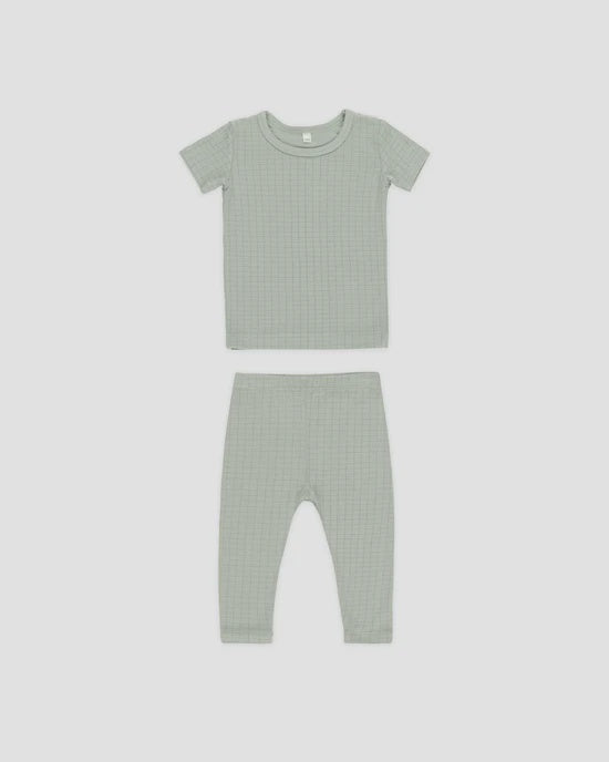 Bamboo Short Sleeve Pajama Set - Sky Grid