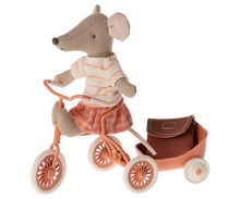 Load image into Gallery viewer, Maileg - Tricycle Mouse, Big Sister - Coral