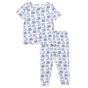 Pink Chicken - Kids Bamboo PJ Set - Blue Corgis