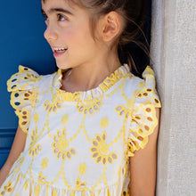 Load image into Gallery viewer, Pink Chicken - Girls Cynthia Dress - Bright Yellow Eyelet