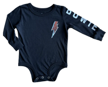 Load image into Gallery viewer, Rowdy Sprout - Bowie Bolt LS Onesie - Jet Black