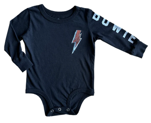 Rowdy Sprout - Bowie Bolt LS Onesie - Jet Black