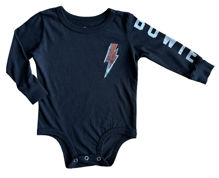 Rowdy Sprout - Bowie Bolt LS Onesie - Jet Black