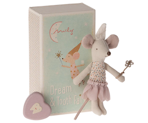 Maileg - Tooth Fairy Mouse, Little Sister in Matchbox-Polka dot