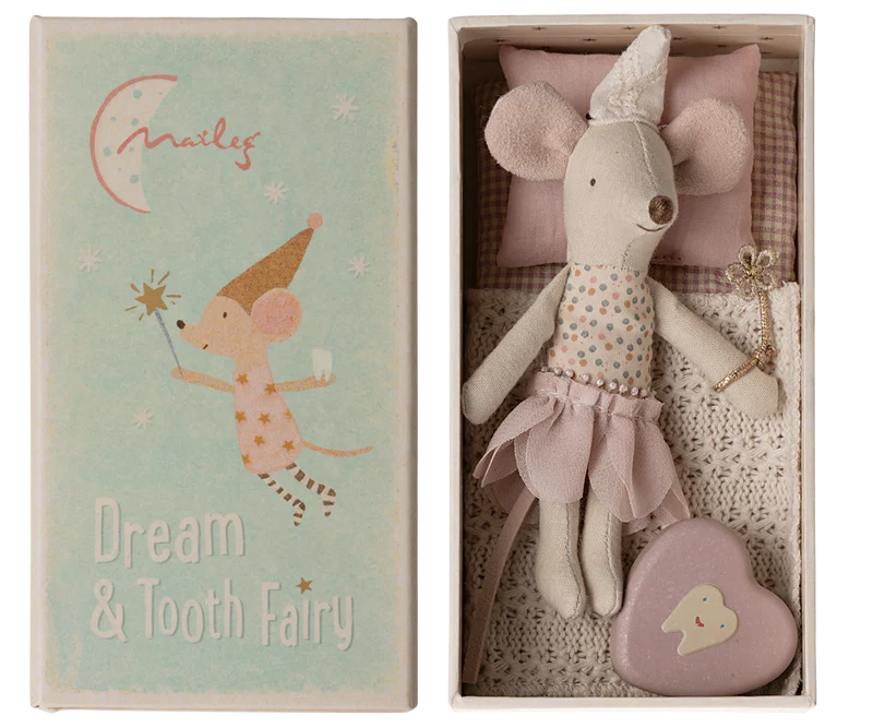 Maileg - Tooth Fairy Mouse, Little Sister in Matchbox-Polka dot