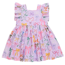 Load image into Gallery viewer, Pink Chicken - Girls Elsie Dress - Lavender Watercolor Bows
