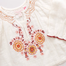 Load image into Gallery viewer, Pink Chicken - Girls Ava Top - Harvest Embroidery