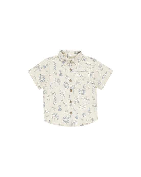 Rylee + Cru - Collared Short Sleeve Shirt - Mediterranean