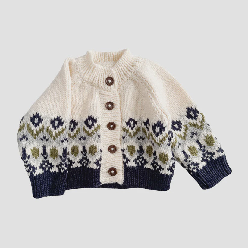 The Blueberry Hill - Fairisle Knit Cardigan - Navy