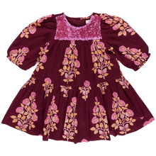 Load image into Gallery viewer, Pink Chicken - Girls Fiona Dress - Burgundy Bouquet Floral