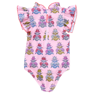 Pink Chicken - Girls Jennifer Surf  Suit - Pink Flowerette
