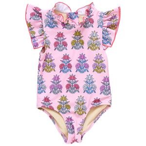 Pink Chicken - Girls Jennifer Surf  Suit - Pink Flowerette