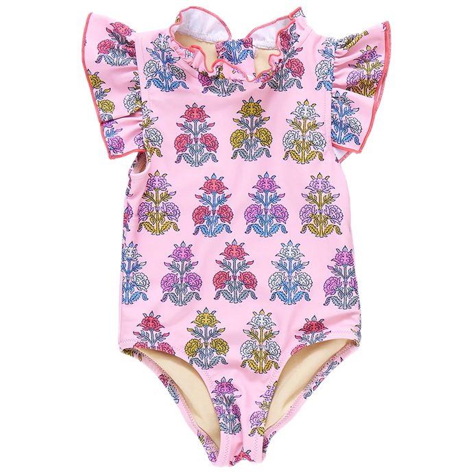 Pink Chicken - Girls Jennifer Surf  Suit - Pink Flowerette