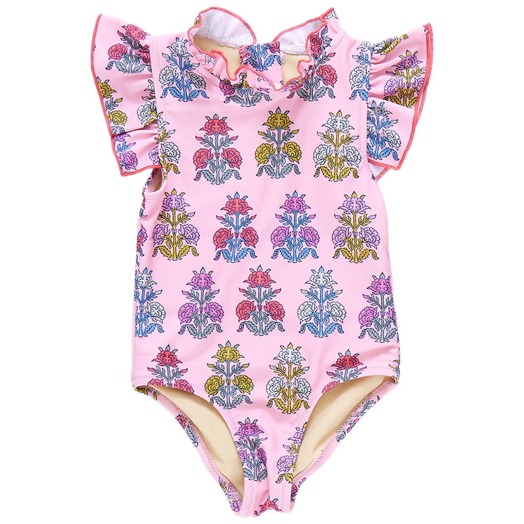 Pink Chicken - Girls Jennifer Surf  Suit - Pink Flowerette