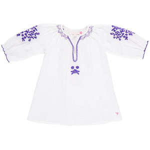 Pink Chicken - Girls Ava Dress - Gardenia White Embroidery