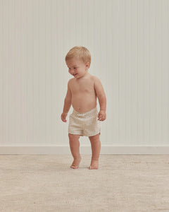 Boys Swim Shorts - Silver Gingham