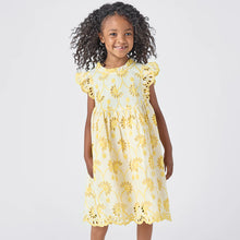 Load image into Gallery viewer, Pink Chicken - Girls Cynthia Dress - Bright Yellow Eyelet