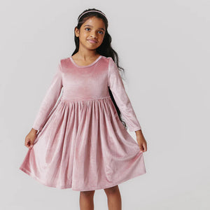 Pink Chicken - Girls Velour Steph Dress - Mauve