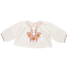 Load image into Gallery viewer, Pink Chicken - Girls Ava Top - Harvest Embroidery