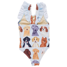 Load image into Gallery viewer, Pink Chicken - Girls Liv Suit - Light Blue Watercolor Dogs