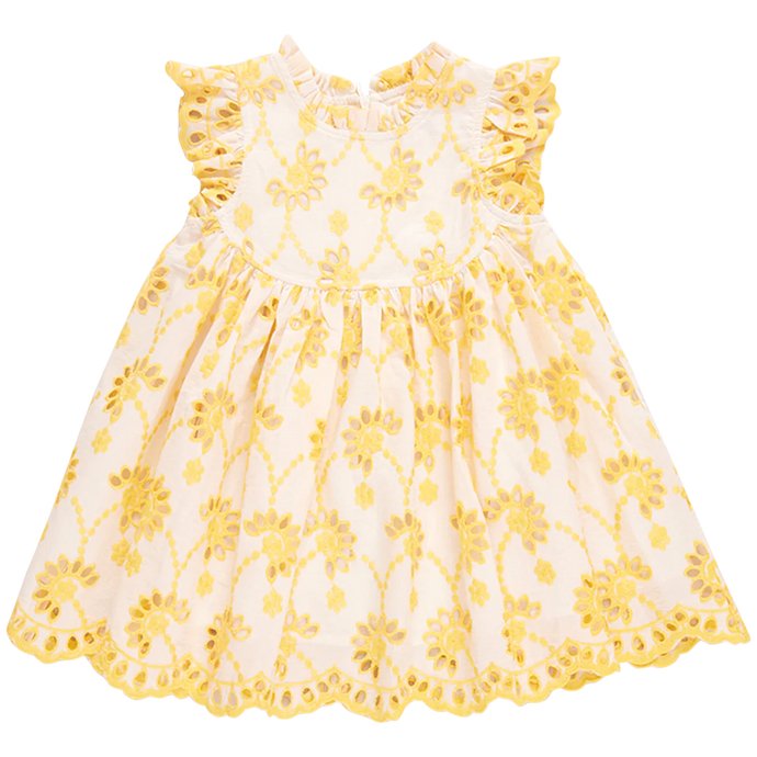 Pink Chicken - Girls Cynthia Dress - Bright Yellow Eyelet