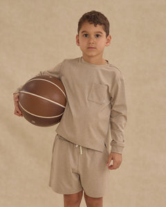 Rylee + Cru - Long Sleeve Pocket Tee - Heathered Stone